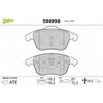 Jeu de 4 plaquettes de frein avant VALEO 598998