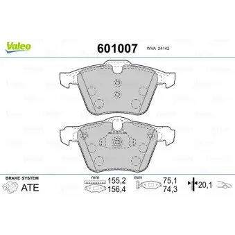 Jeu de 4 plaquettes de frein avant VALEO 601007