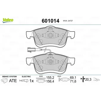 Jeu de 4 plaquettes de frein avant VALEO 601014