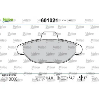 Jeu de 4 plaquettes de frein avant VALEO 601021