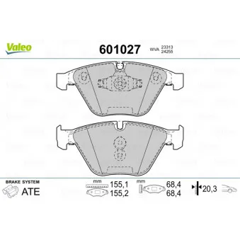 Jeu de 4 plaquettes de frein avant VALEO 601027