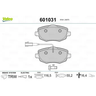 Jeu de 4 plaquettes de frein avant VALEO 601031