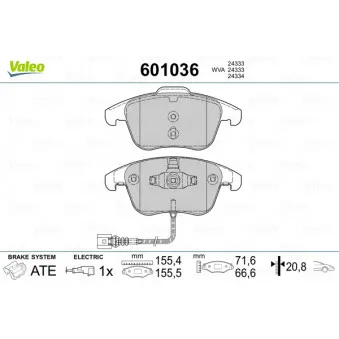 Jeu de 4 plaquettes de frein avant VALEO 601036