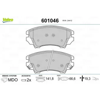 Jeu de 4 plaquettes de frein avant VALEO 601046