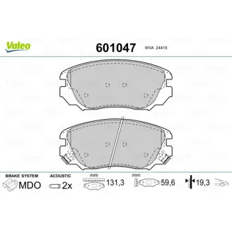 Jeu de 4 plaquettes de frein avant VALEO 601047