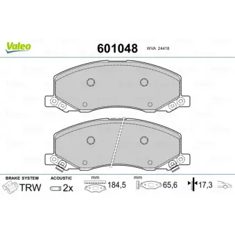 Jeu de 4 plaquettes de frein avant VALEO 601048