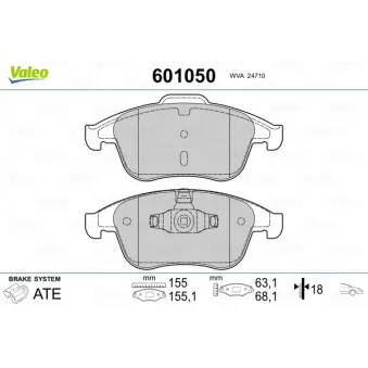 Jeu de 4 plaquettes de frein avant VALEO 601050