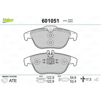 Jeu de 4 plaquettes de frein arrière VALEO 601051