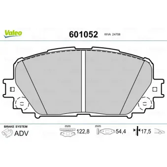 Jeu de 4 plaquettes de frein avant VALEO 601052