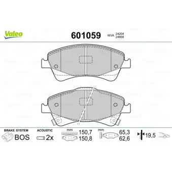 Jeu de 4 plaquettes de frein avant VALEO 601059