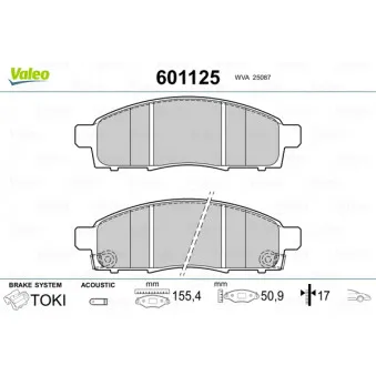 Jeu de 4 plaquettes de frein avant VALEO 601125