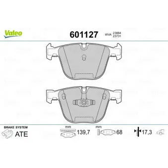 Jeu de 4 plaquettes de frein arrière VALEO 601127