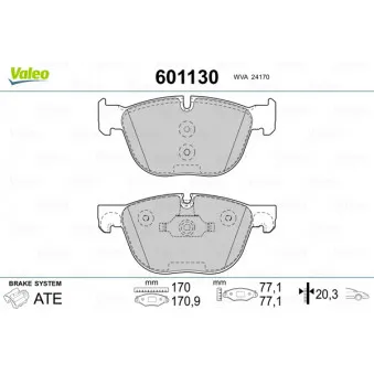 Jeu de 4 plaquettes de frein avant VALEO 601130