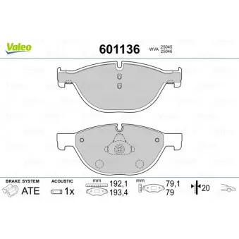 Jeu de 4 plaquettes de frein avant VALEO 601136