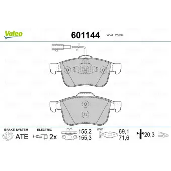 Jeu de 4 plaquettes de frein avant VALEO 601144