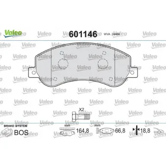 Jeu de 4 plaquettes de frein avant VALEO 601146
