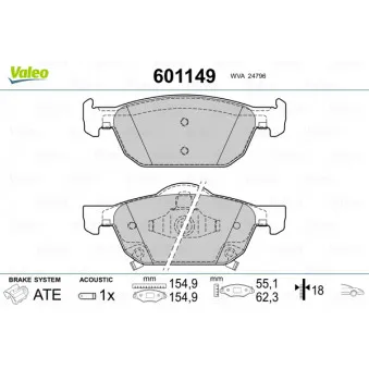 Jeu de 4 plaquettes de frein avant VALEO 601149