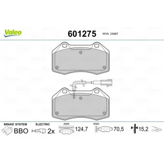 Jeu de 4 plaquettes de frein avant VALEO 601275