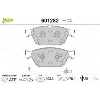 Jeu de 4 plaquettes de frein avant VALEO 601282