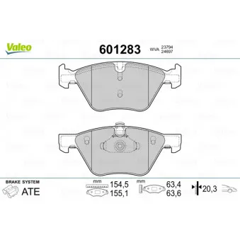 Jeu de 4 plaquettes de frein avant VALEO 601283