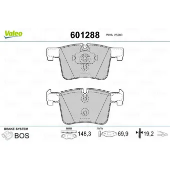 Jeu de 4 plaquettes de frein avant VALEO 601288