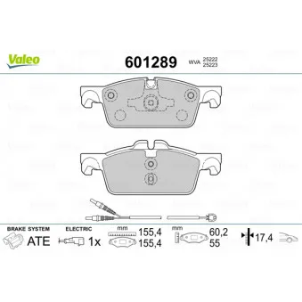Jeu de 4 plaquettes de frein avant VALEO 601289