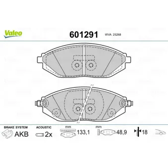 Jeu de 4 plaquettes de frein avant VALEO 601291