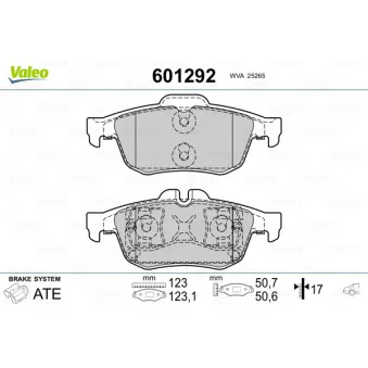 Jeu de 4 plaquettes de frein arrière VALEO 601292