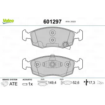 Jeu de 4 plaquettes de frein avant VALEO 601297