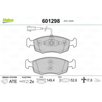 Jeu de 4 plaquettes de frein avant VALEO 601298