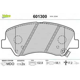 Jeu de 4 plaquettes de frein avant VALEO 601300