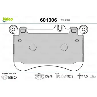 Jeu de 4 plaquettes de frein avant VALEO 601306