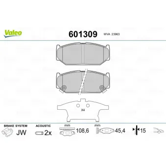 Jeu de 4 plaquettes de frein avant VALEO 601309