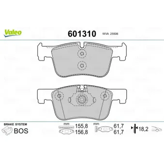 Jeu de 4 plaquettes de frein avant VALEO 601310