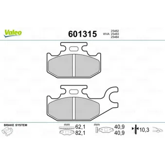 Jeu de 4 plaquettes de frein avant VALEO 601315