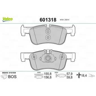 Jeu de 4 plaquettes de frein avant VALEO 601318