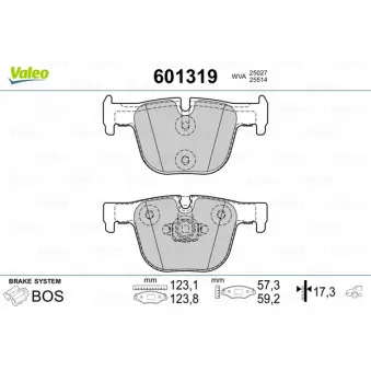 Jeu de 4 plaquettes de frein arrière VALEO 601319