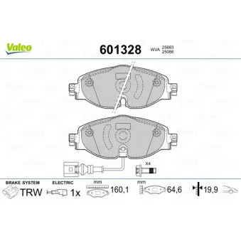 Jeu de 4 plaquettes de frein avant VALEO 601328