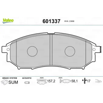 Jeu de 4 plaquettes de frein avant VALEO 601337