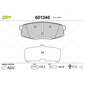 Jeu de 4 plaquettes de frein arrière VALEO 601340