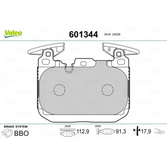Jeu de 4 plaquettes de frein avant VALEO 601344