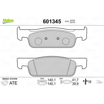 Jeu de 4 plaquettes de frein avant VALEO 601345