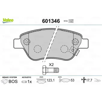 Jeu de 4 plaquettes de frein avant VALEO 601346
