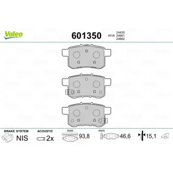 Jeu de 4 plaquettes de frein arrière VALEO 601350