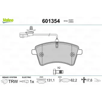 Jeu de 4 plaquettes de frein avant VALEO 601354