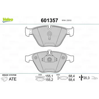 Jeu de 4 plaquettes de frein avant VALEO 601357