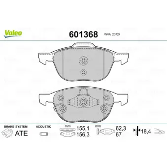 Jeu de 4 plaquettes de frein avant VALEO 601368