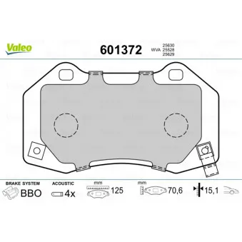 Jeu de 4 plaquettes de frein avant VALEO 601372