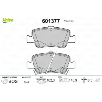 Jeu de 4 plaquettes de frein arrière VALEO 601377