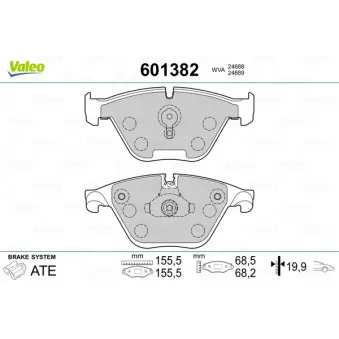 Jeu de 4 plaquettes de frein avant VALEO 601382